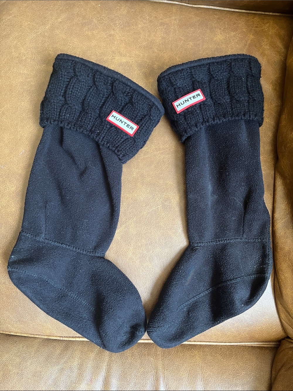 Hunter Black Fleece Boot Sock Inserts with Knit Cuff